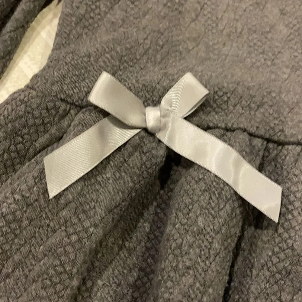 Nanette Lepore Girls Grey Textured Long Sleeve with Two Bows Dress